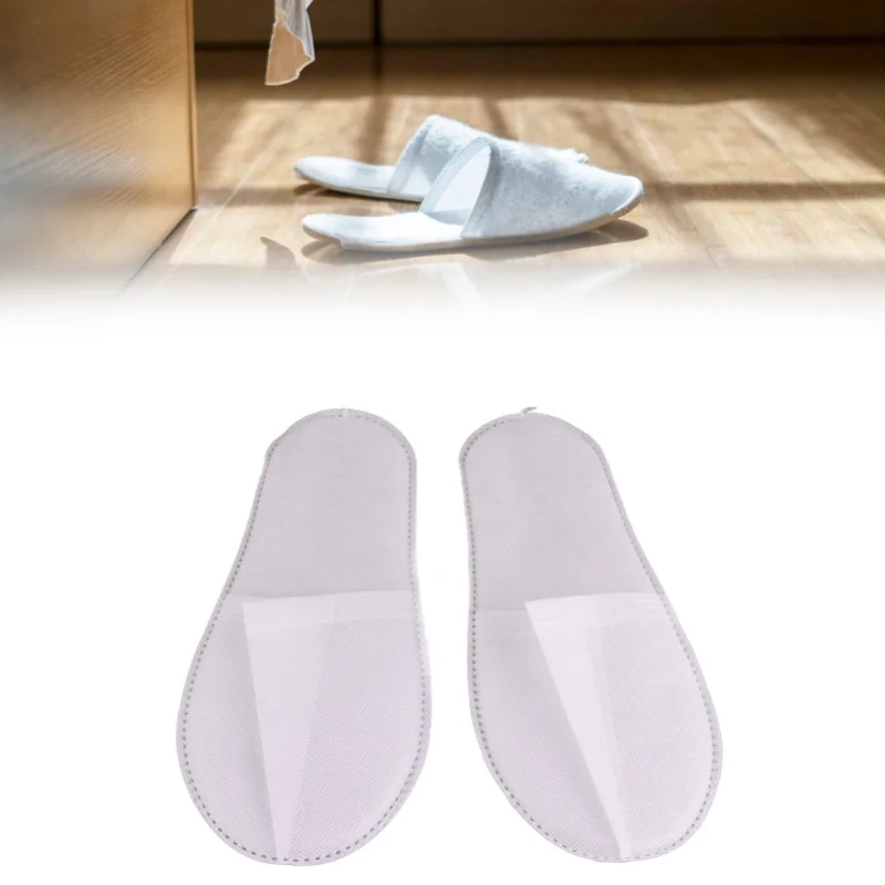 50 زوجًا من النعال المحمولة للجنسين غير القابلة للانزلاق للاستعمال مرة واحدة للمنزل والمنتجعات الصحية وحفلات الضيوف (3 مم لوح أبيض غير منسوج) #2