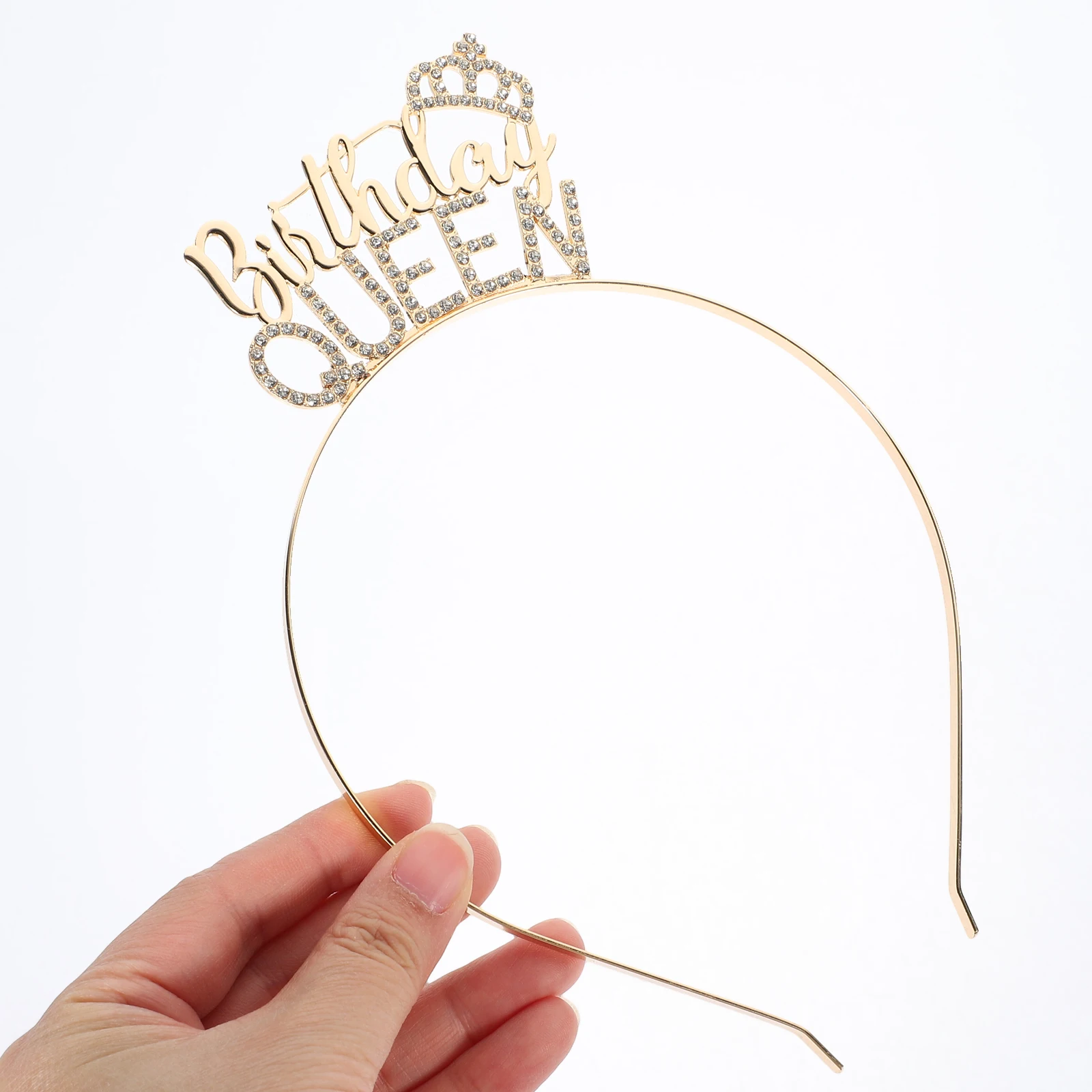 

Golden Crown Headband Birthday Party Accessories Girls Metal Headdress Rhinestone Glitter Hairband Photo Prop Holiday