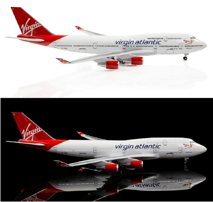 

B747 Virgin Atlantic Plane Toy Model Airplane 47CM Aircraft Model British Airways Diecast Airplanes W Light and Wheel Landing