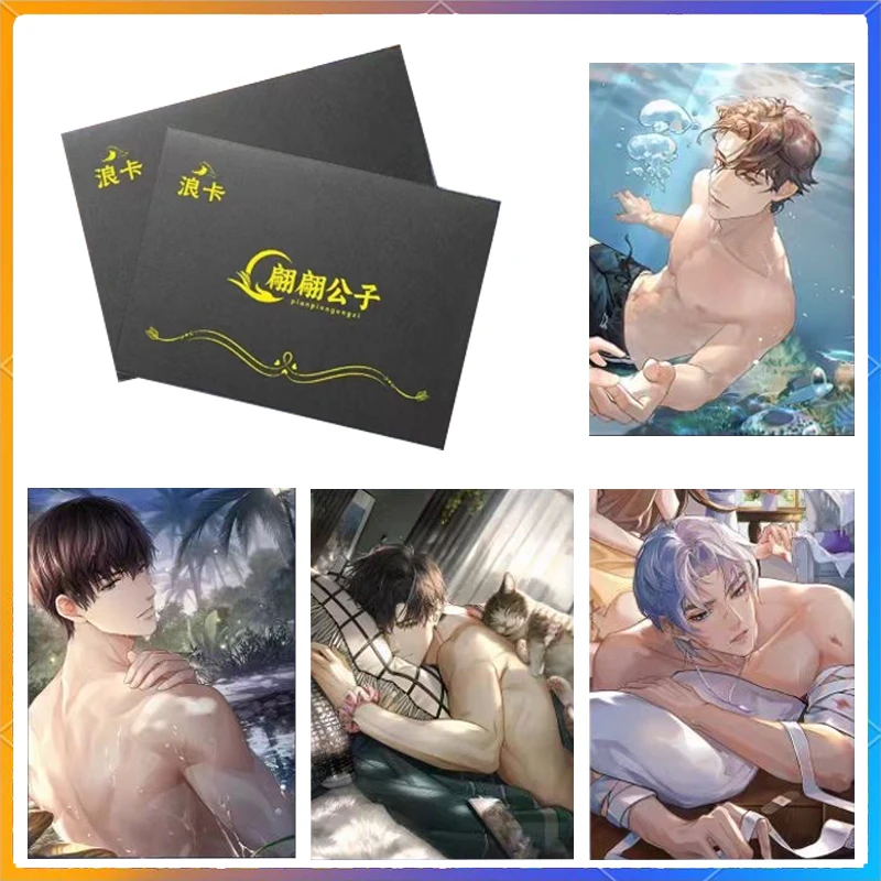 Sexy maschio dio ACG Anime Nude Card Collection Fold Card vendita limitata Extra spessa Double Sided A5 Size Card Uniform Abs Sexy Boys