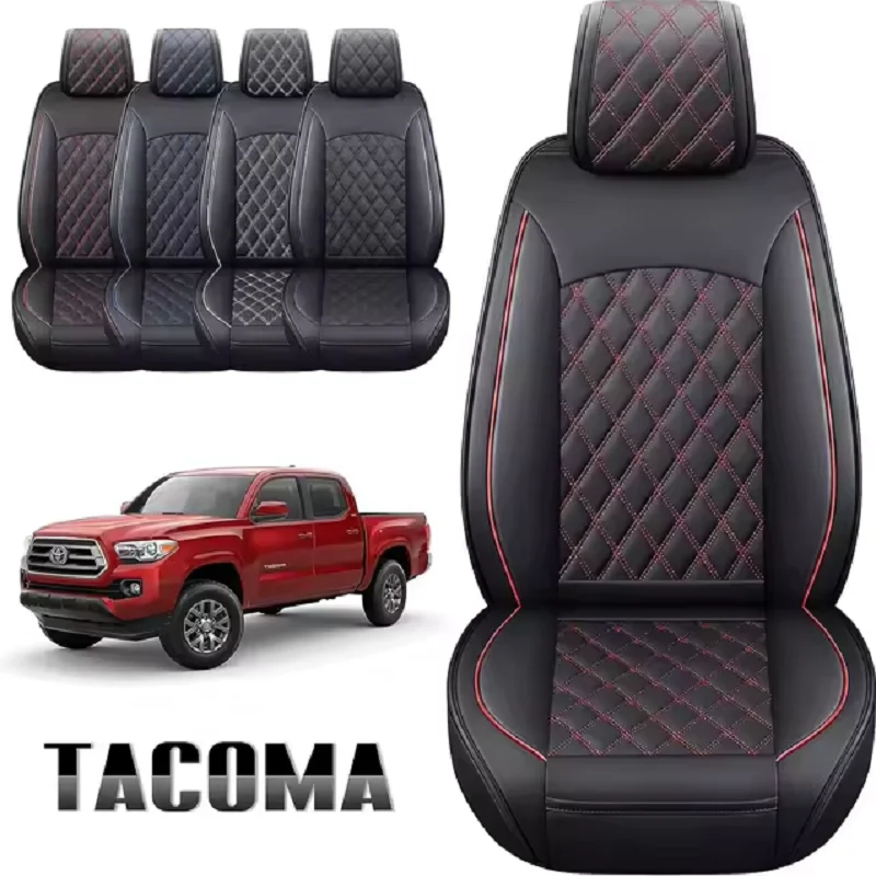 Seat Covers Full Set Durable Waterproof Leather for Pickup Truck Fit for Toyota Tacoma 2005 to 2023