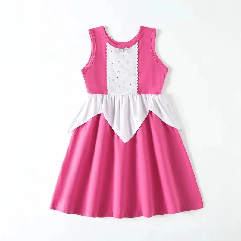 (#^.^#) 2026 New Little Summer Breathable 100% Cotton Princess Bella Anna Rapunzel Tiana Snow White Easter Daily-Wear →_→LOOK ME view 2