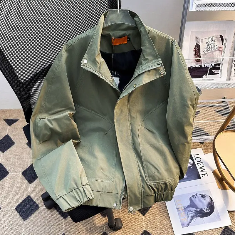 

Весенне-осенний мужской бейсбольный воротник-пилот, повседневная куртка свободного кроя, против морщин, полиэстер, молодежная верхняя одежда, пальто