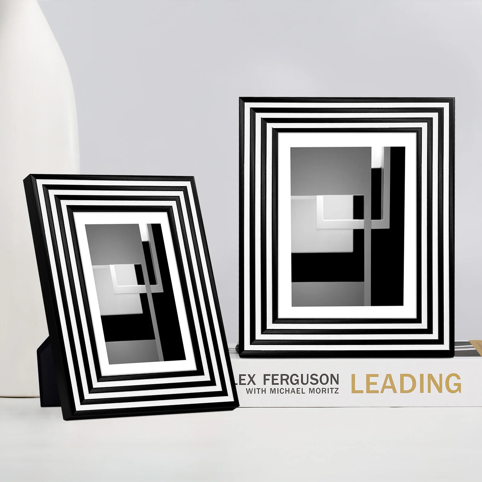 Modern Creative Black And White Striped Wooden Picture Frame Office Sample Room Study Room Decoration Birthday Party Gift