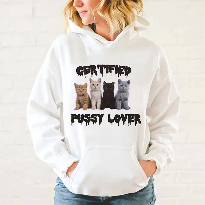 New Cat Pussy Lover Print Hoodie Women Men Casual Tops Autumn And Winter Cute Cat Sweatshirts Long Sleeve Harajuku Pullover