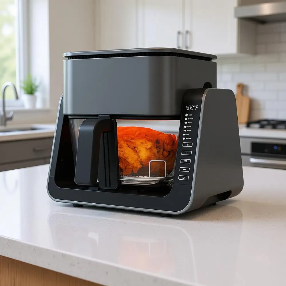 

Стеклянная аэрофритюрница и гриль 2-в-1, нетоксичный рис, 360 ° Мультиварка Visible Cooking, 7 программ, компактная, на 1-2 персоны, объем 5,5 л, можно мыть в посудомоечной машине