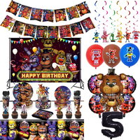 Five Nights At Freddys Party Supplies Anime FNAF Banners Paper Tableware Plates Cake Toppers Backdrop Kids Birthday Decorations