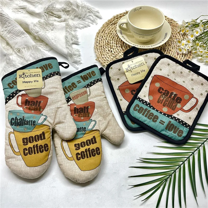 2-teiliges Set Kreative Bedruckte Baumwoll-Tischsets mit Ofenhandschuhen Backhandschuh Küchenwerkzeug – Detail 5