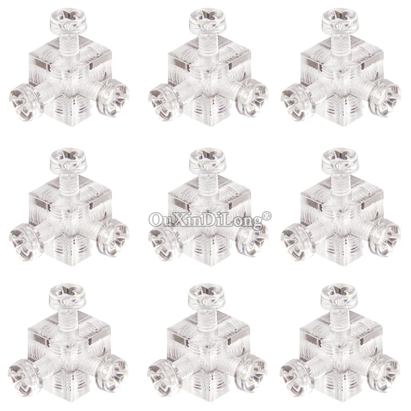 200PCS Transparent Acrylic 6-Sided Fix Block Clear Cubes Chassis Components Electric Stoves Square Dishes Connect Corner Braces