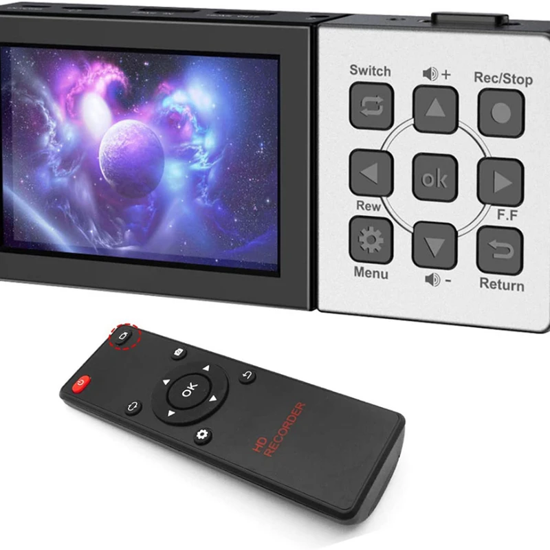 1080P@60fps Video Capture compatible Video Recorder Box with 3.5 Inch LCD and Remote Control,Playback,Schedule Capturing