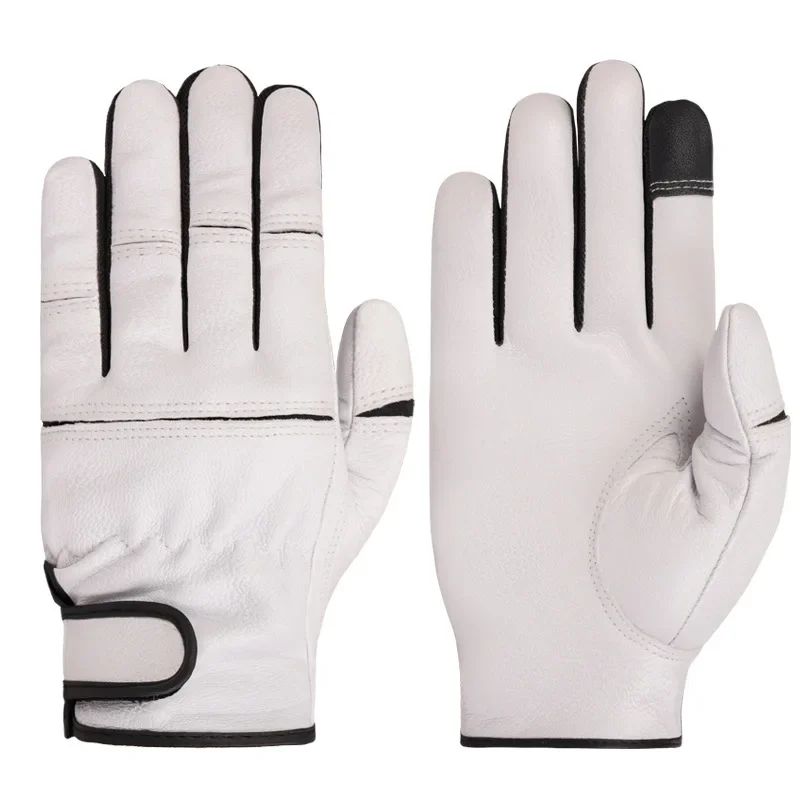 Gants de protection du travail en cuir, peau de mouton résistante à l'usure, protection de chasse, réparation de machines, sécurité du conducteur de moto