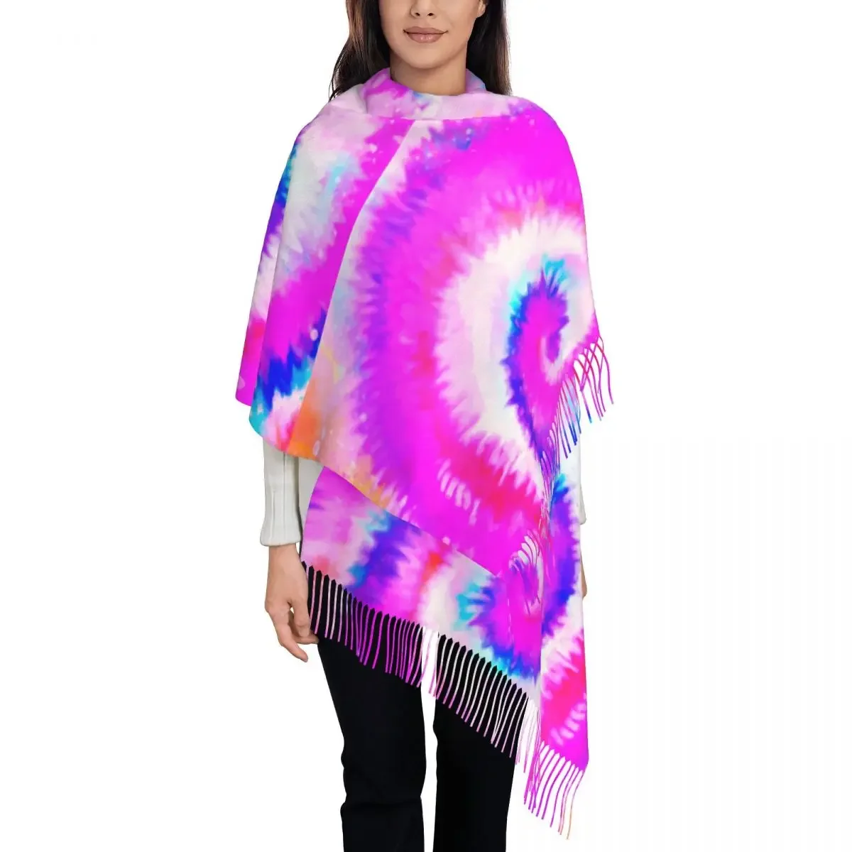 Warm Soft Scarf Autumn Ombre Tie Dye Shawl Wraps Rainbow Swirl Graphic Bufanda Mujer Unisex Luxury 2024 Scarves Wraps