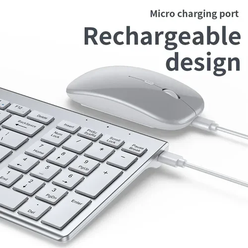 Imagen 2 del producto Teclado inalámbrico ratón Bluetooth 5,0 2,4G Combo teclado inalámbrico recargable de tamaño completo para Notebook portátil tableta iPad PC