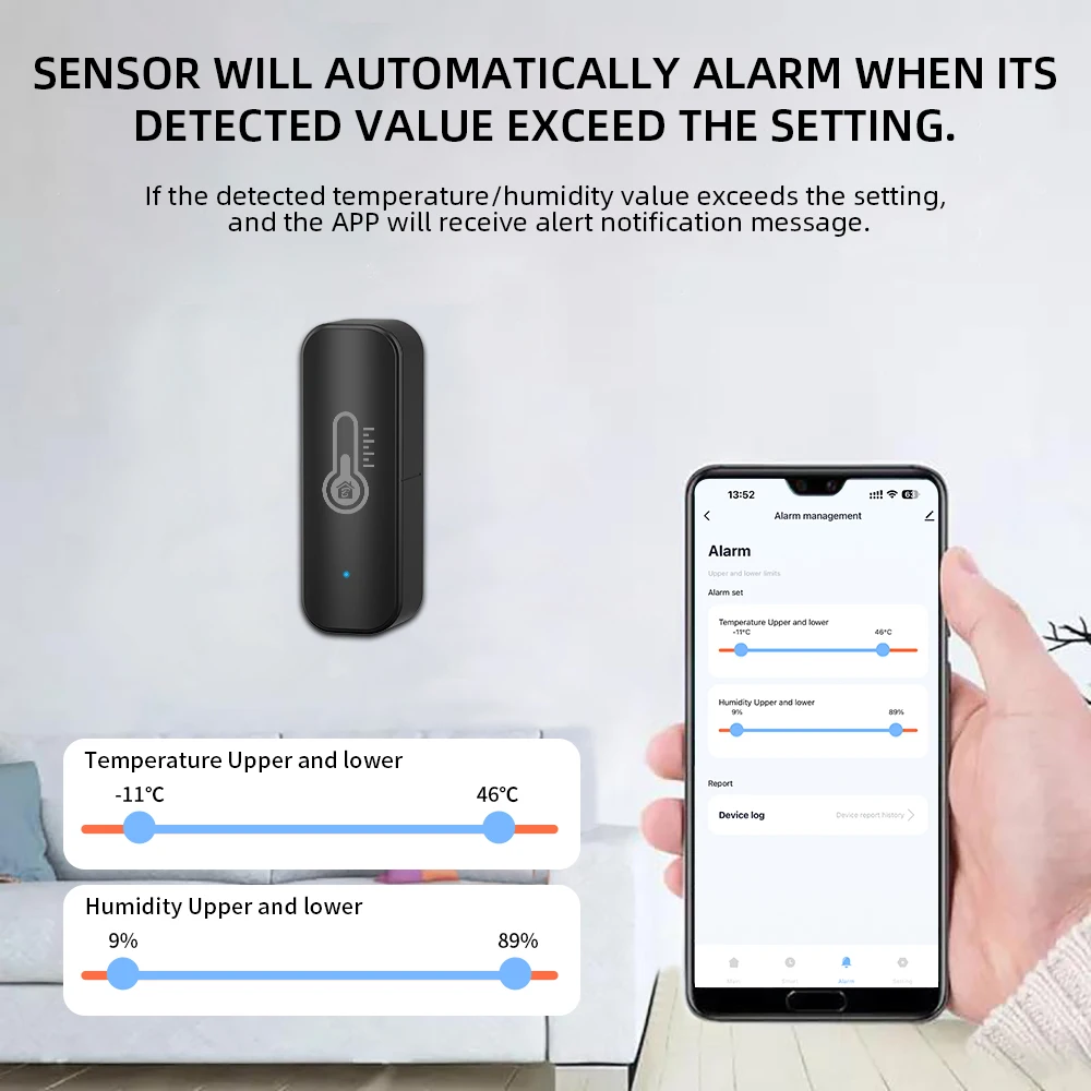 ONENUO Tuya BT sensore di umidità della temperatura intelligente igrometro per interni APP compatibile con Bluetooth telecomando funziona con Alexa