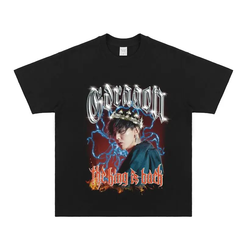 G Dragon T Shirt Fashion Hip Hop G-DRAGON Print T-shirt Kpop GD POWER Übermensch Tops Men Women Summer Cotton Short Sleeve Tee view 6