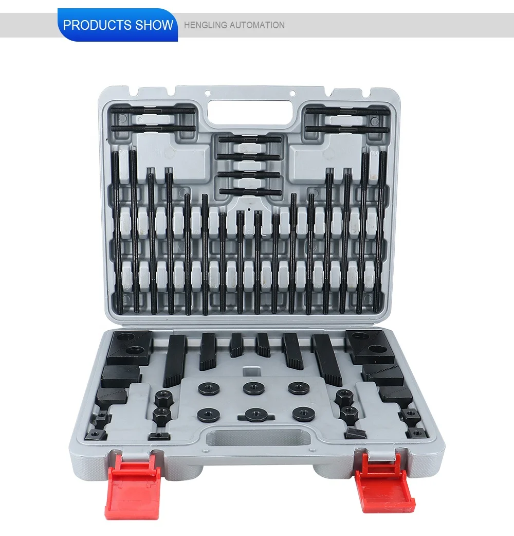 ชุดจับยึดเครื่องกัดคุณภาพสูง HLTNC รุ่น M8 58 ชิ้น ชุดจับยึดแบบวีซ์ วัสดุ A3 ทนความร้อน สำหรับงาน CNC