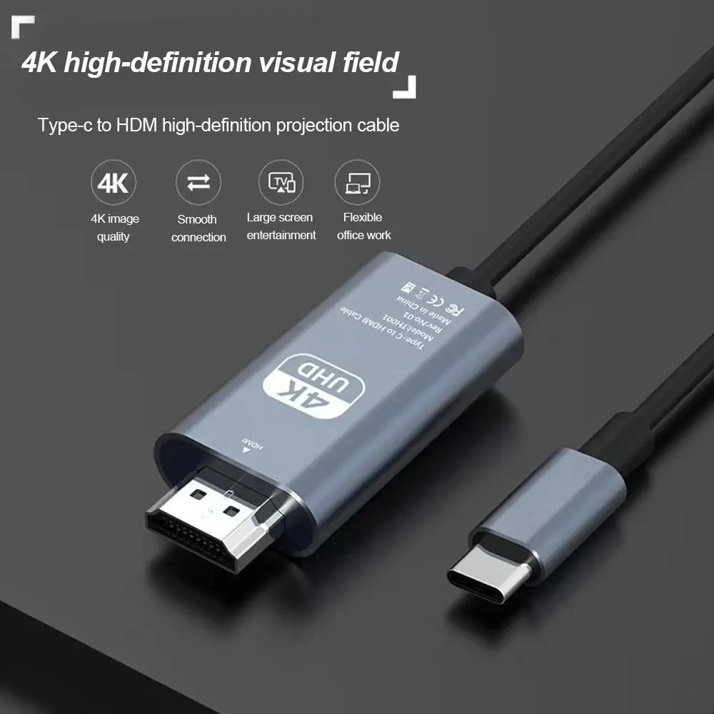 Accessories 1080p Type-C to HDMI Plug and Play USB 3.1 4K HD Cable 4K@30hz Projection Screen Adapter Cable