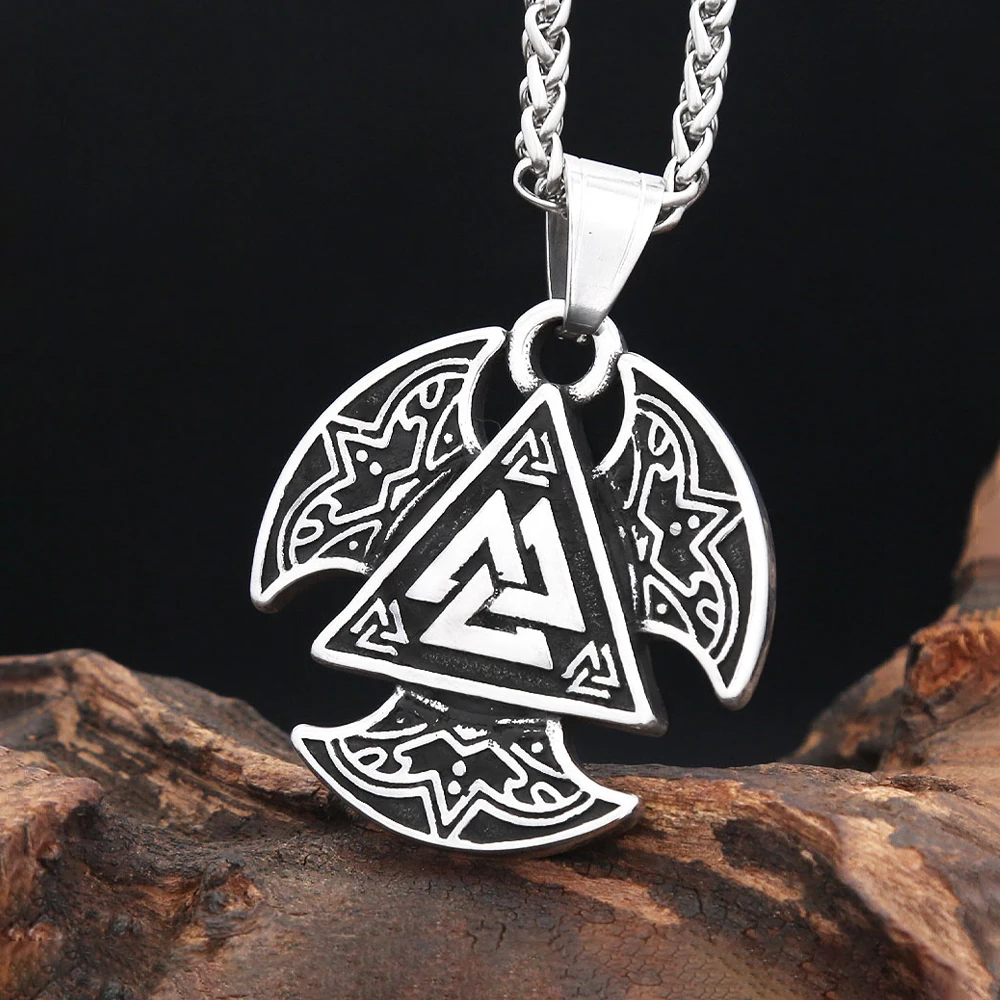 New Vikings Triangle Celtic Knot Pendant Necklace For Men Women Fashion Stainless Steel Nordic Valknut Necklaces Amulet Jewelry