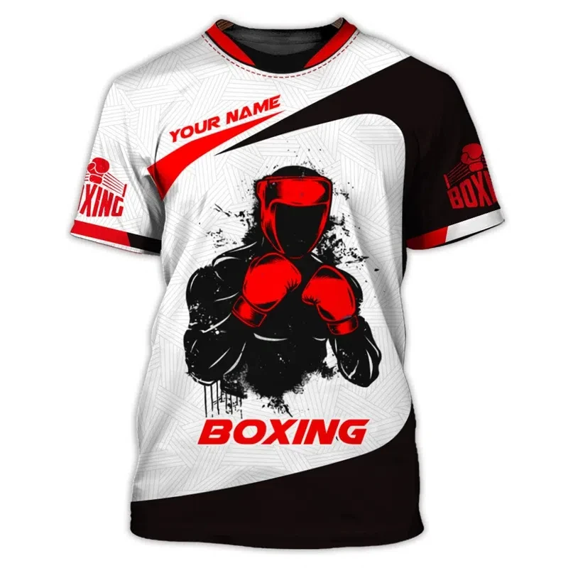 

Boxing fitness enthusiasts sports T-shirt men's custom 3D printed round neck top daily street running fashion trend short sleeve