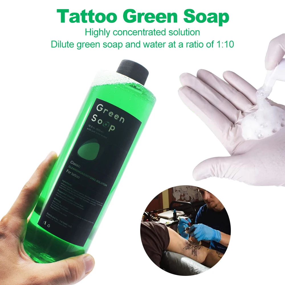 500/250 مللي الوشم الأخضر الصابون الوشم تنظيف الصابون الوشم الجلد التطهير مهدئا الحل الأخضر الطحالب الصابون و زجاجة رغوة مجموعة #4