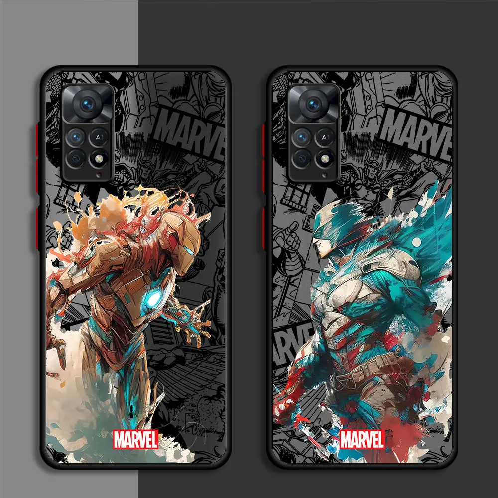 Phone Case for Xiaomi Redmi Note 10 Pro 11S 12S 11 Pro 8T 10S 9S 9 8 7 11T 12 13 Pro Marvel Retro Spiderman Ironman Cover