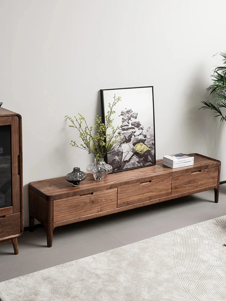 

North American black walnut TV cabinet Nordic simple floor cabinet storage solid wood