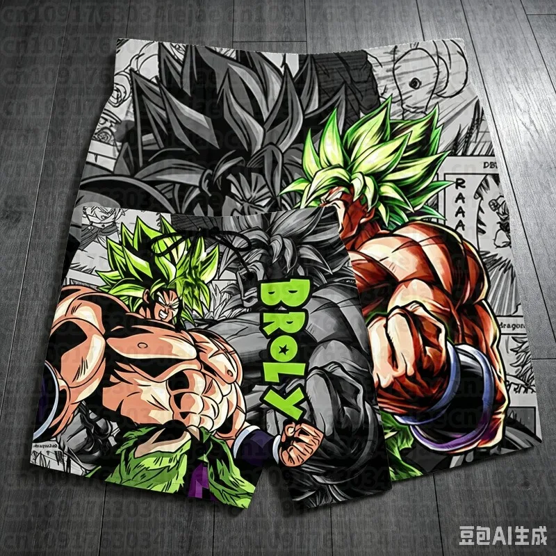 Dragon Ball Broly Legendary Super Saiyan Manga Print Quick Dry Shorts Men Casual Beach Wear Workout Sports Board Shorts