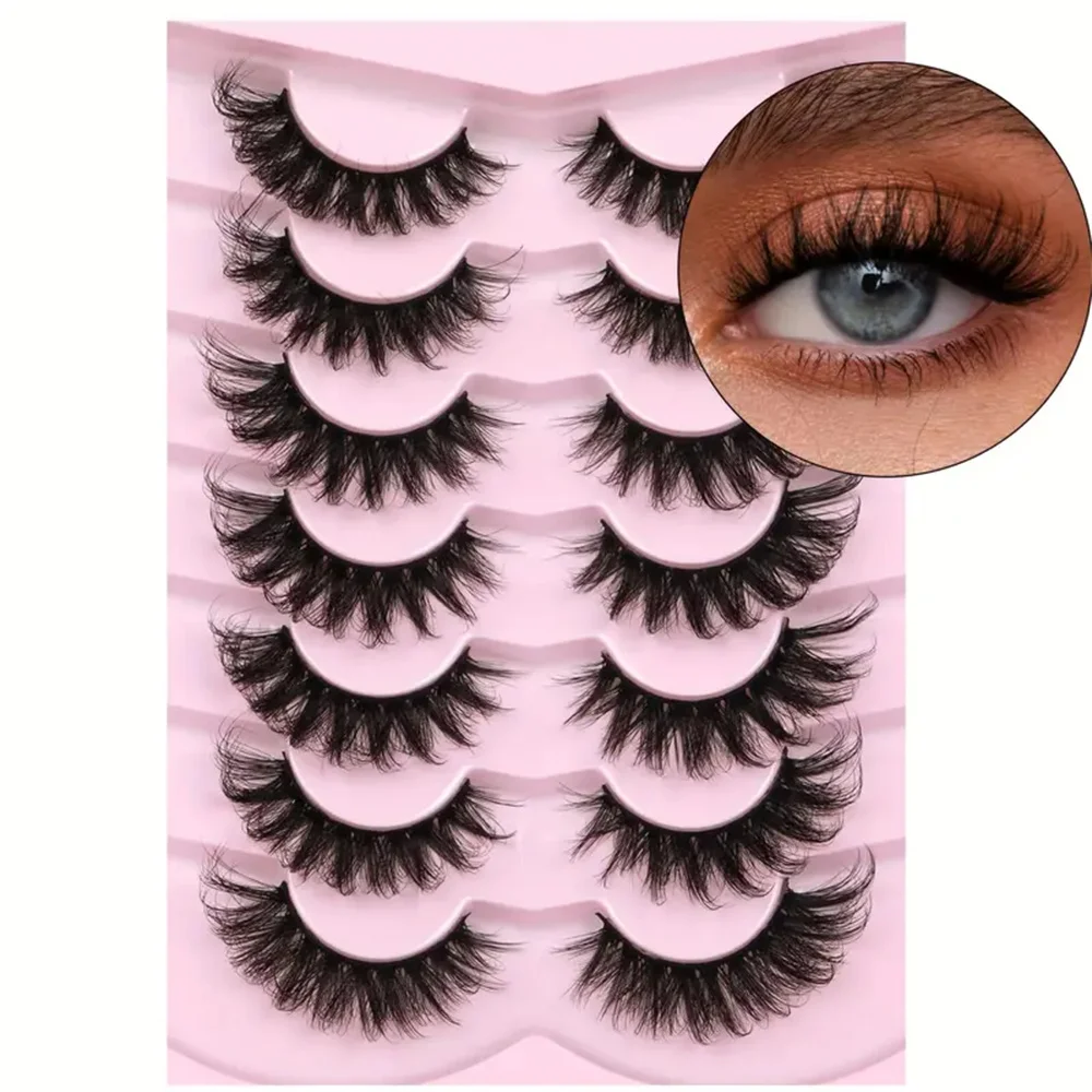 ขนตาปลอมฟู 7 คู่ 8D วอลุ่มเคิร์ล ไม่ก่อให้เกิดอาการแพ้ สีดำ เครื่องประดับความงามในชีวิตประจำวัน |   ขนตาปลอมแบบหนา