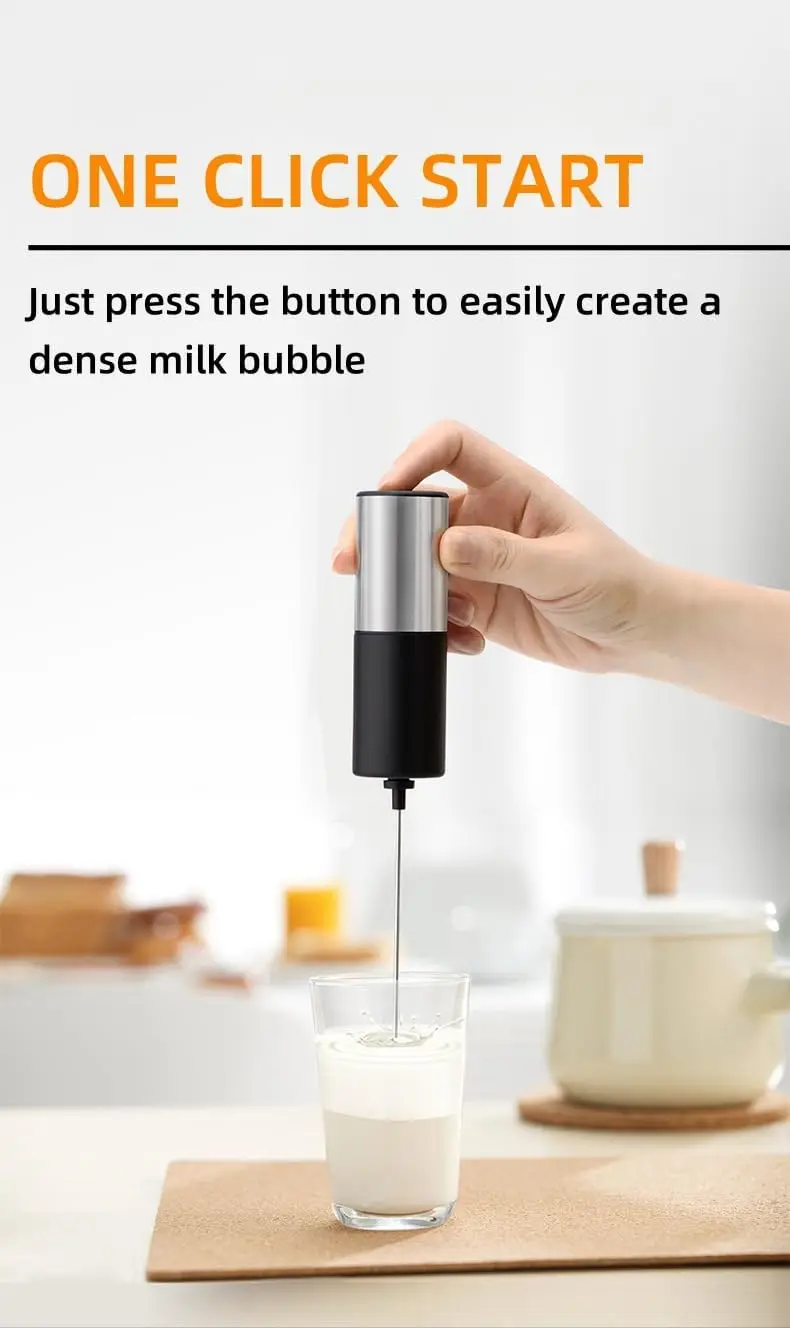 رغوة الحليب للقهوة - خلاط يدوي، خلاط مشروبات صغير، عصا رغوة القهوة مع حامل لللاتيه والكابتشينو والماتشا