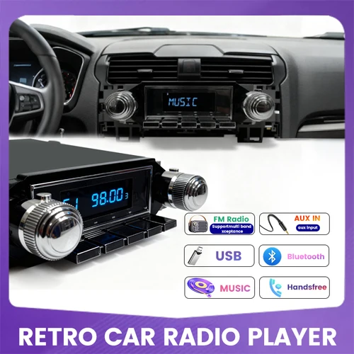 Imagen 1 del producto Reproductor multimedia retro, radio retro, reproductor BT de coche antiguo, puede adaptarse al antiguo Ford, Mercedes-Benz, etc., con USBAUX.