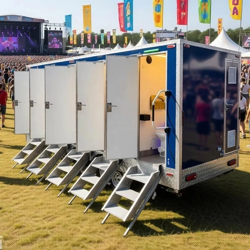 Customized 4-8 Stall Mobile Restroom Trailer Portable Outdoor Toilet For Wedding Party Camping Large Events