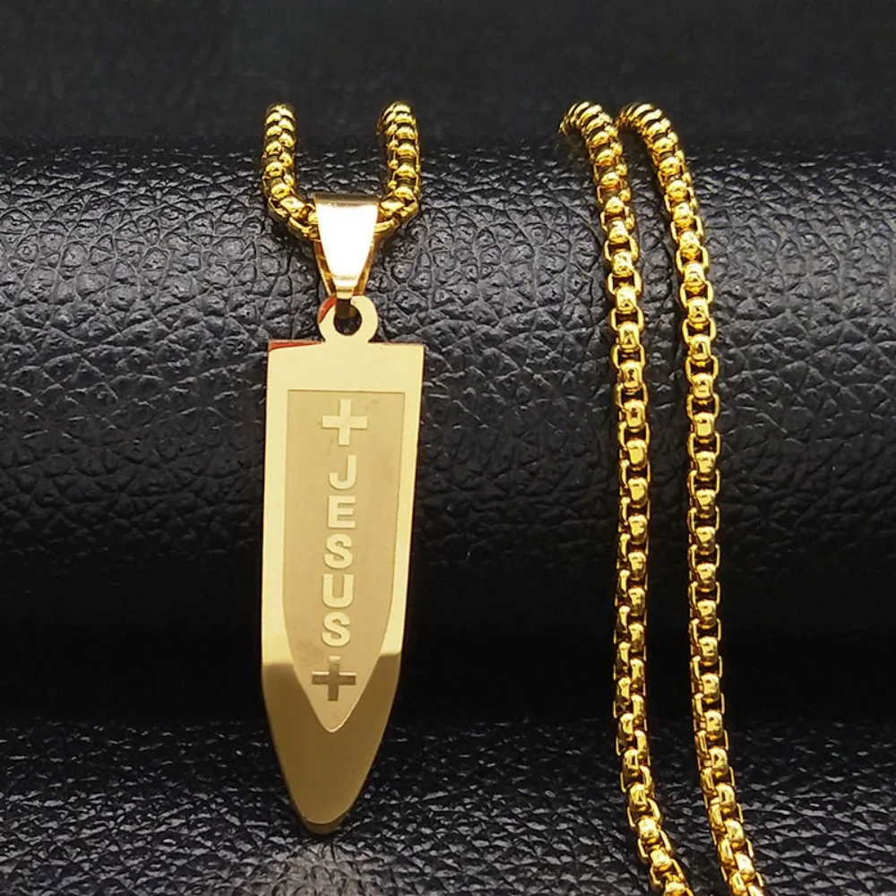 Hip-Hop Goldfarbene Edelstahl-Halskette Retro Herren Strukturierte Kleine Quadratische Platte Anhänger Halskette Mode-Schmuck Casual Accessoire – Detail 6