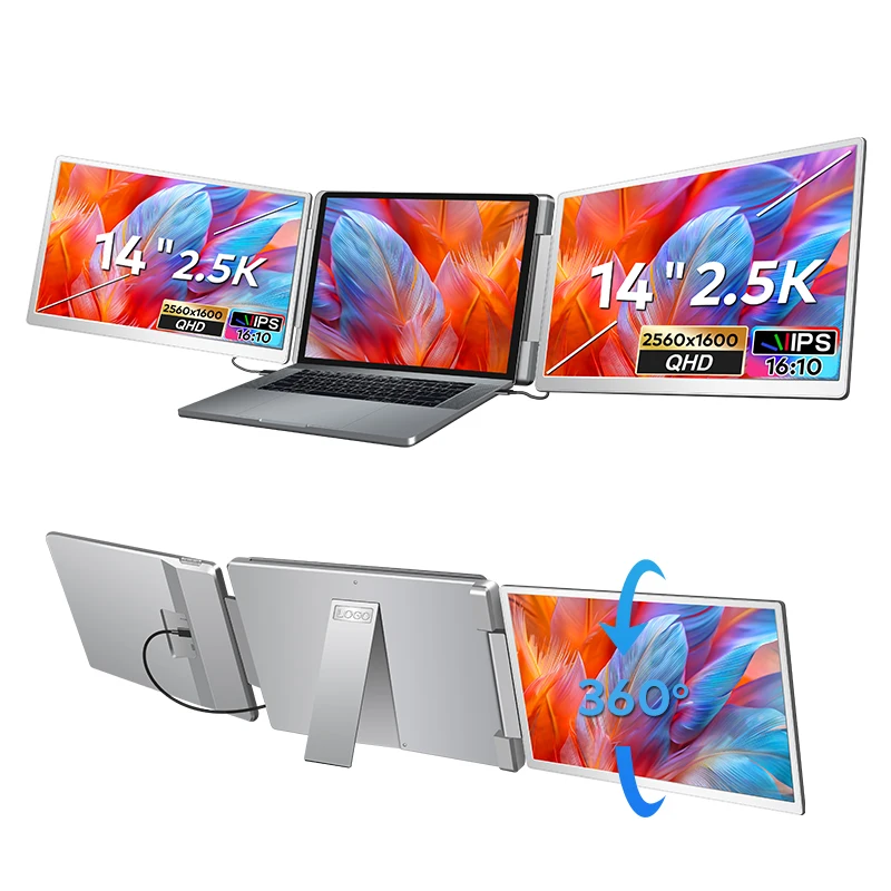 2026 New Laptop Device 14 Inch IPS Folded Screen Extender 2 Cable Series 12-16.5 Inch Super Workstation 2560x1600 Resolution 16: