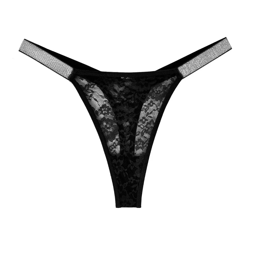 Breathable Rhinestone Belt Women's Thongs Mesh Hollow Out Lace Thongs Underwear Low Waist T-back Briefs Hot Wife Gift