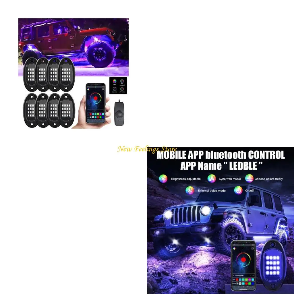 

Car Underglow Light LED Underbody Remote APP Control RGB Lights LED Rock Lights