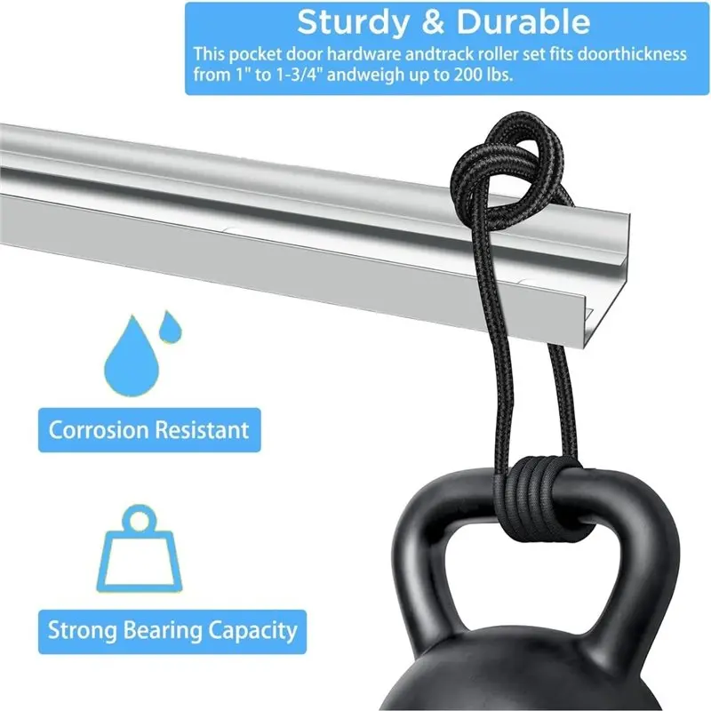 [NEWA08R】 Bi-Fold Bifold Door Hardware With Track, Included Top Guide Wheels, Bi-Fold Closet Door Hardware Repair Tool Kit(60 In