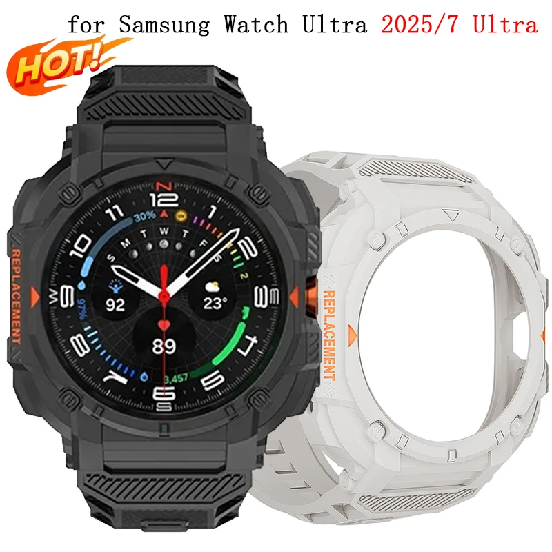 

НОВЫЙ ремешок + чехол для Samsung Watch Ultra 2025 47 мм, силиконовый ремешок для Samsung Galaxy Watch 7 Ultra 47 мм, чехол-ремешок