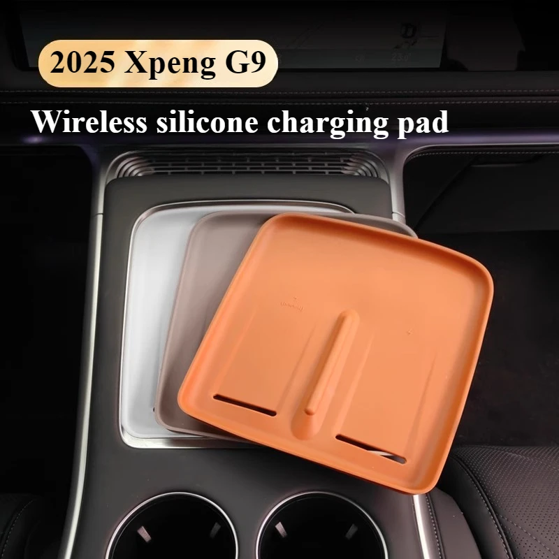 

Car Central Console Wireless Charging Silicone Pad Noise-reduction Protective Pad Car Phone Holder Mat For Xpeng G9 2025-23-24