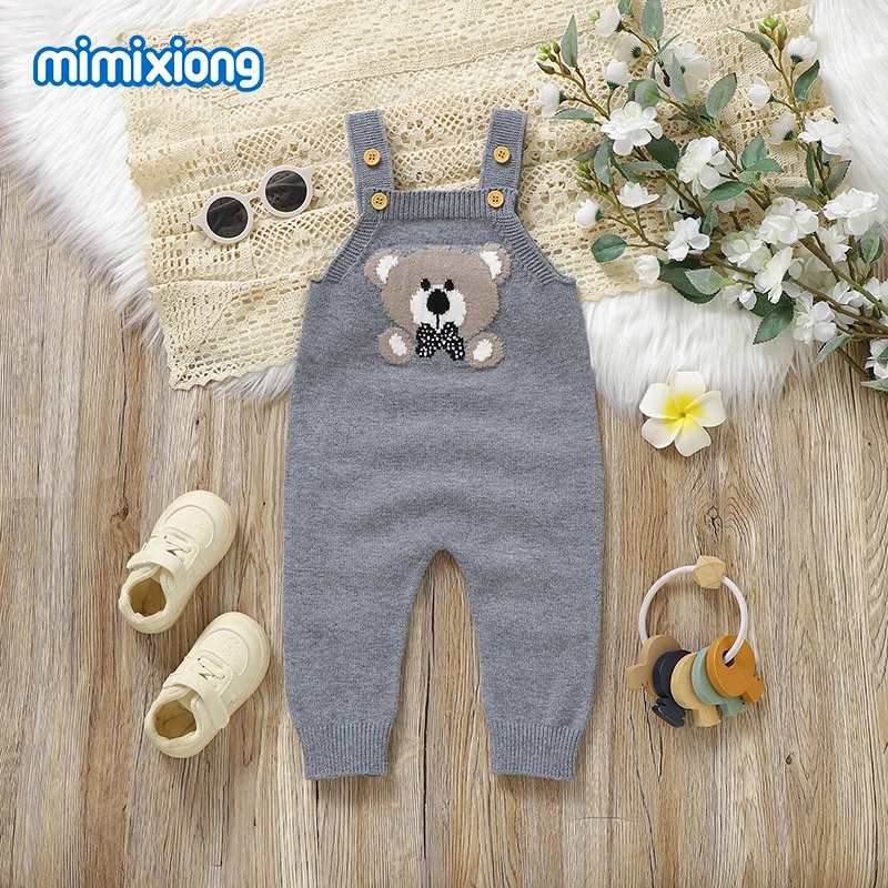 

Newborn Baby Sleeveless Rompers Fall Winter Bear Knitted Infant Boys Girls Pajamas Jumpsuits Outfits 0-18m One Piece Kid Clothes