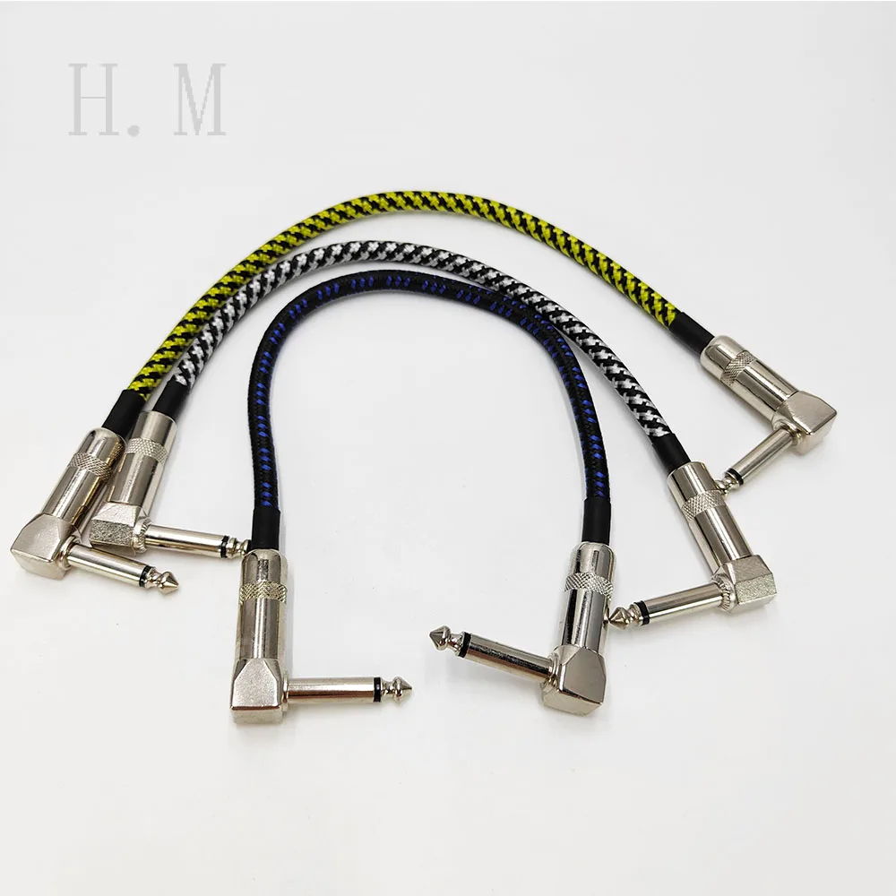 

3Pcs Guitar Effect Pedal Patch Cable 6.35mm Cord Low Noise Shielded Audio Cable Electric Guitar Color Braided Cable