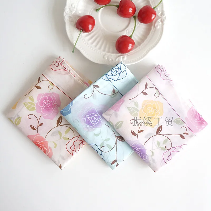 3Pcs 45x45cm 100% Cotton Peony Flower Printed Women Handkerchiefs Soft Sweat Wiping Square Scarf Wedding Party Gift