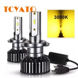 Car headlights H4 H7 LED H11 9005 3000K yellow light 6000K white light spotlight king 160W 24000LM lighting 1860 CSP12V LED head