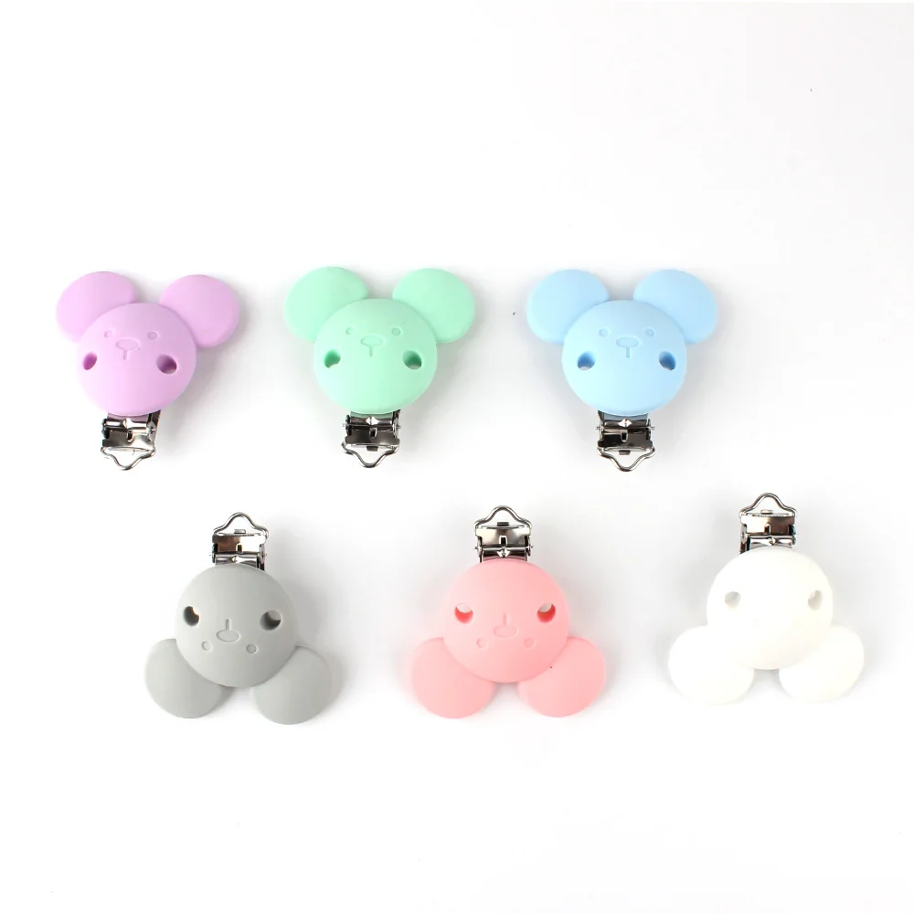 2Pcs/lot Silicone Beads Clips Cute Animal Cartoon Shape Focal Beads For Jewelry Making DIY Chain Accessories Bead Pen Decoration