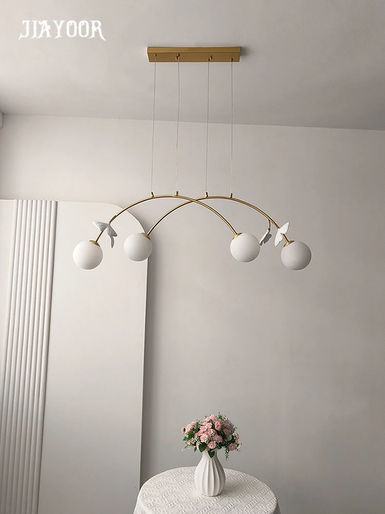 French Restaurant Chandelier with Antique Style Home Dining Table Retro Long Style Island Table Magic Bean Ceiling Chandelier