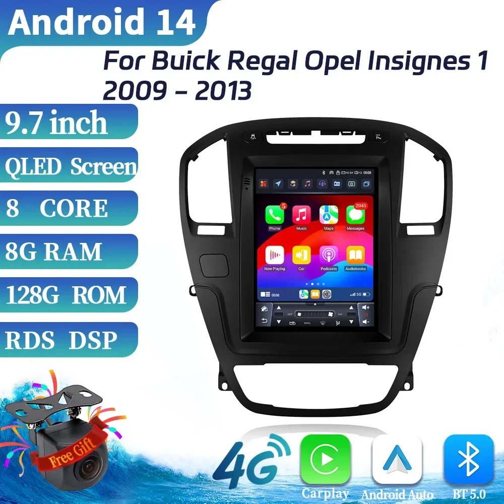 9.7inch Android 14 For Buick Regal Opel Insignes 1 2009-2013 Car Radio Wireless Bluetooth Carplay Multimedia Touch Screen Stereo