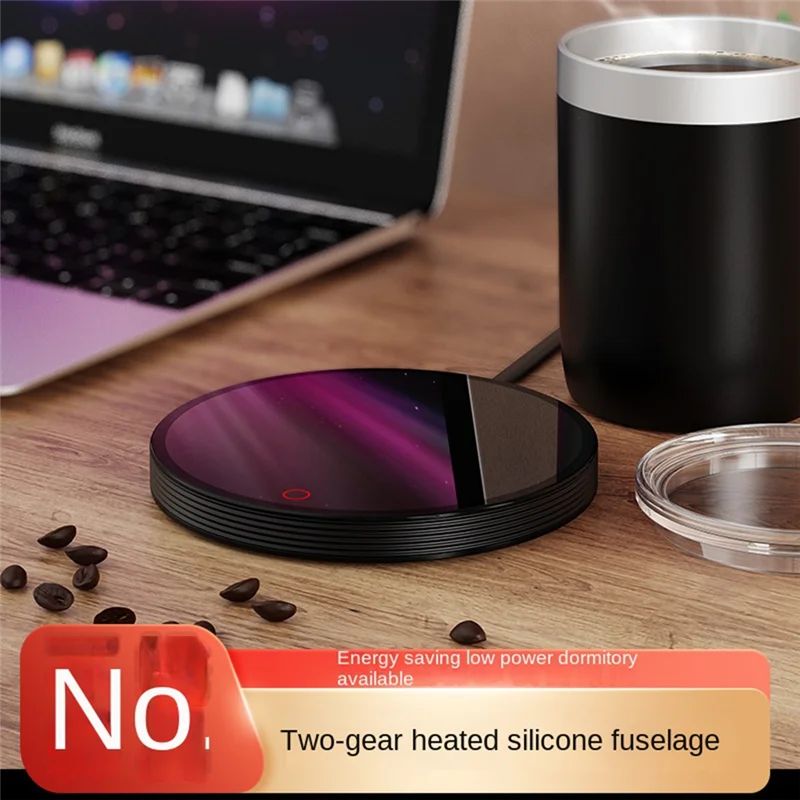 Superior-Thermal Coaster Coffee Mug Warmer Cup Heating Pad Water Milk Tea Home Office For Desk EU Plug Black