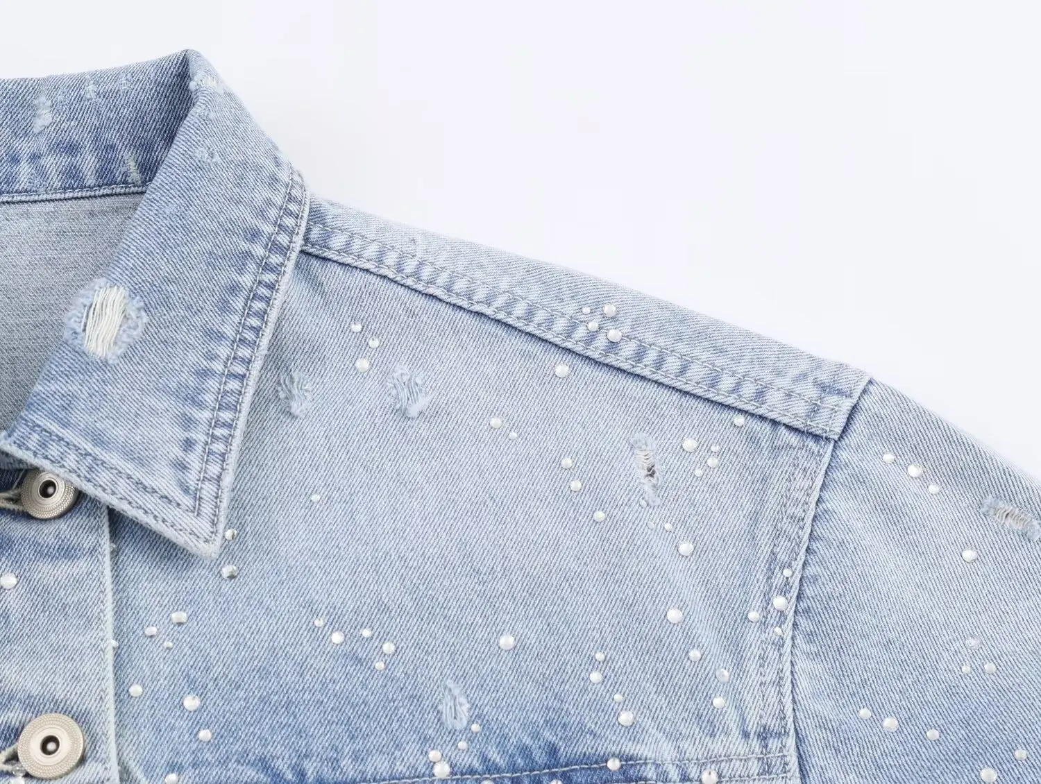 سترة دينم مقصوصة مزينة بحجر الراين لعام 2025 أنيقة وعصرية ونمط جديد مريح وملابس مكتبية كاجوال متعددة الاستخدامات فين #4