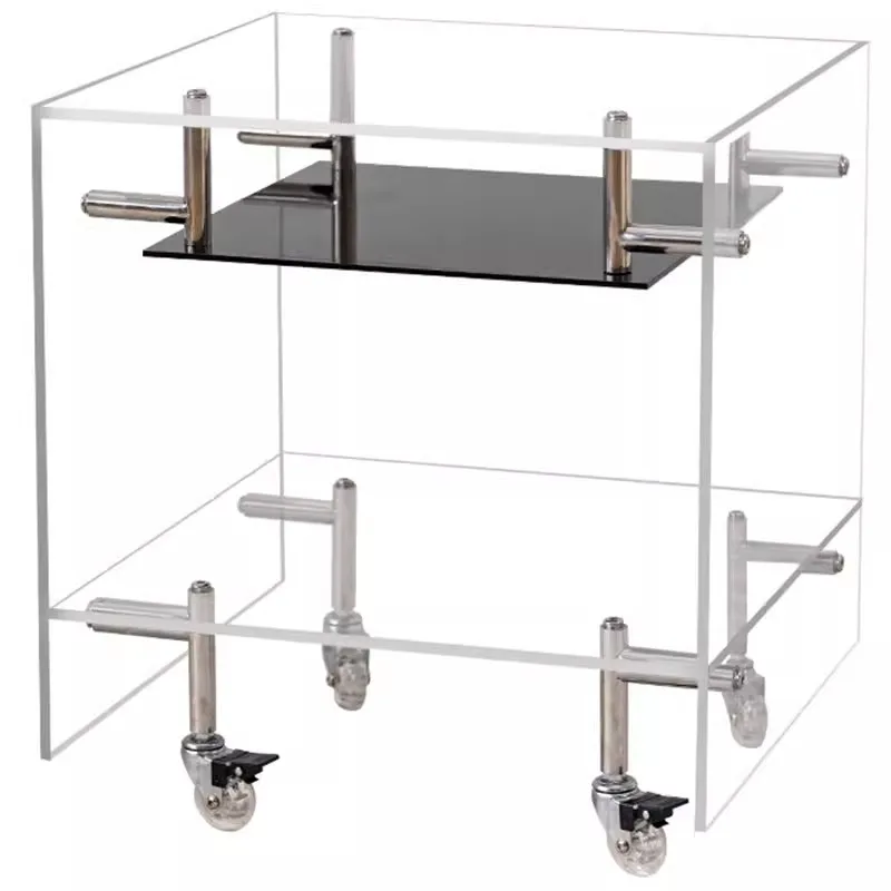 

Acrylic small coffee table mobile sofa side table light luxury high sense simple bedside creative cart