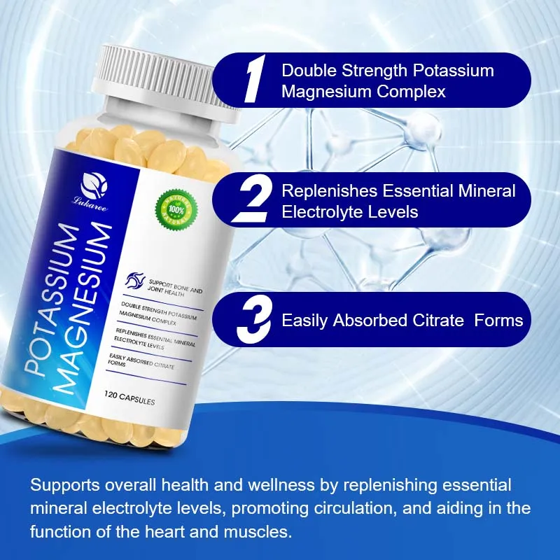 Lukaree Strength Potassium Magnesium Complex Capsule Bone, Joint, Muscle and Heart Health Mineral Electrolyte Supplement