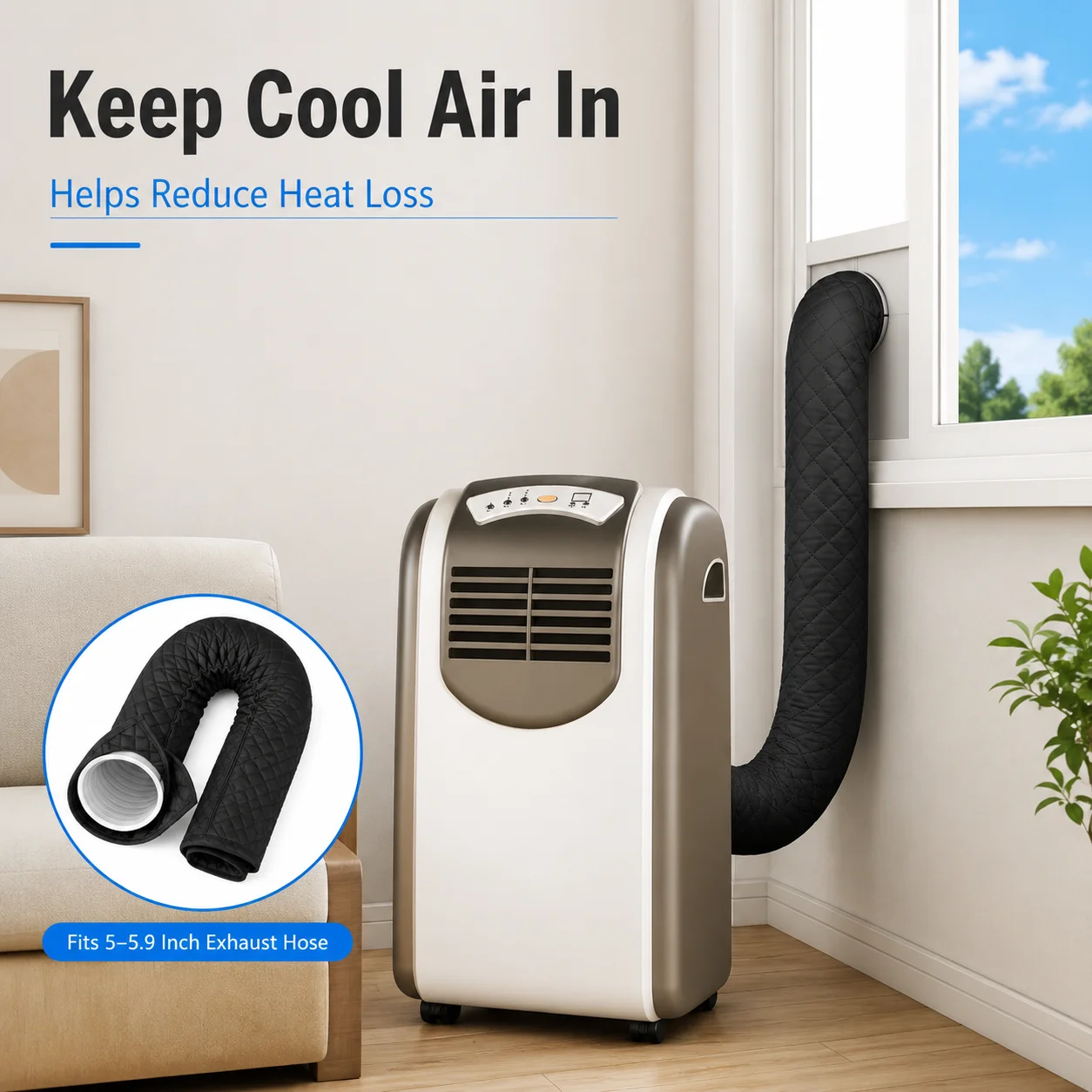 Portable Air Conditioner Hose Insulation Wrap AC Duct Cover Heat Resistant Sleeve Anti Sun Energy Saving Cooling Pipe Protection